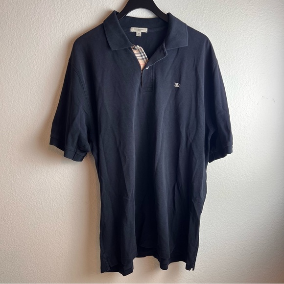 Burberry Mens Black Embroidered Polo Shirt Size XL 100% cotton - Picture 1 of 5